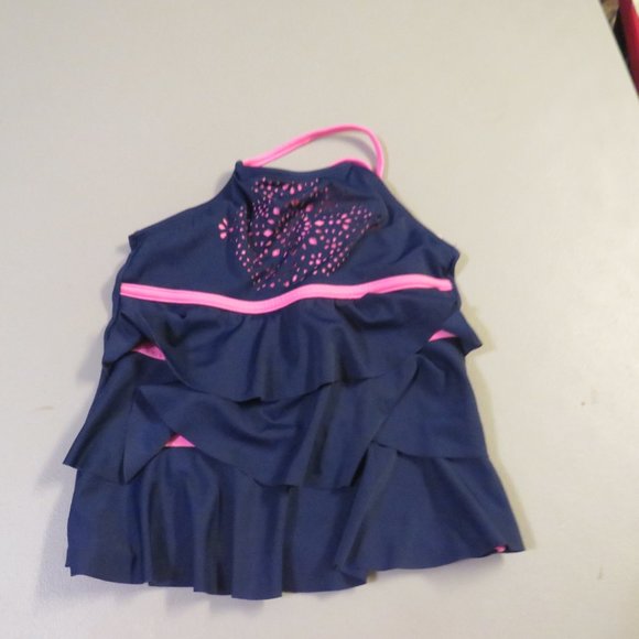 Pink & Blue 2 Pcs Justice Tankini Swimsuit Size 10 - Picture 4 of 13